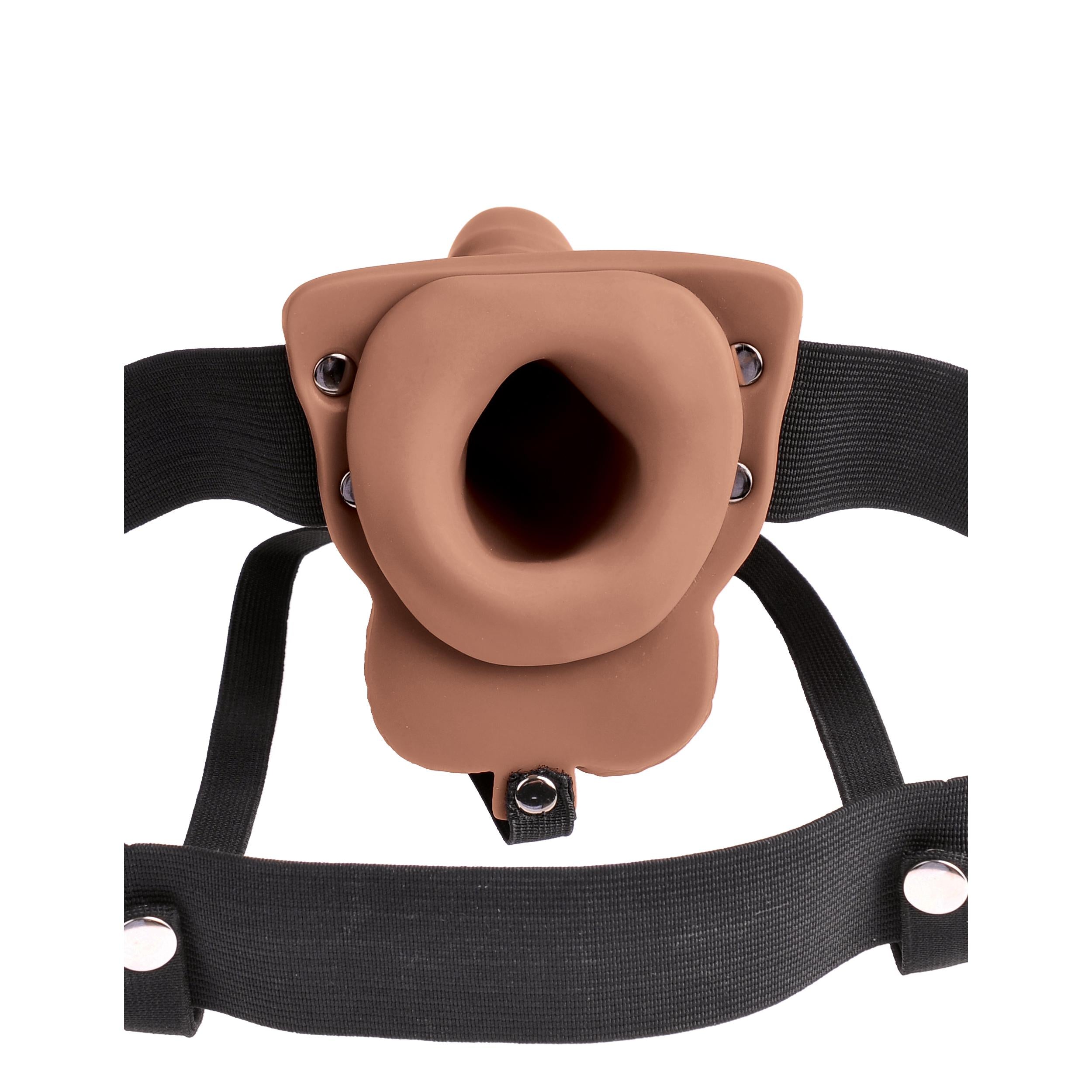 6 Inch Hollow Realistic Vibrating Strap-On with Balls