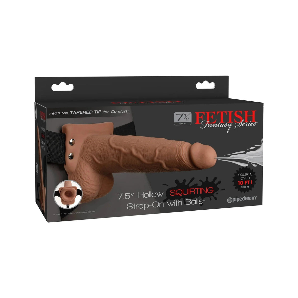 7.5 Inch Realistic Hollow Squirting Strap-On with Balls