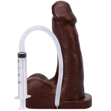POP N' Play Squirting Harness Compatible Silicone Dildo - Espresso