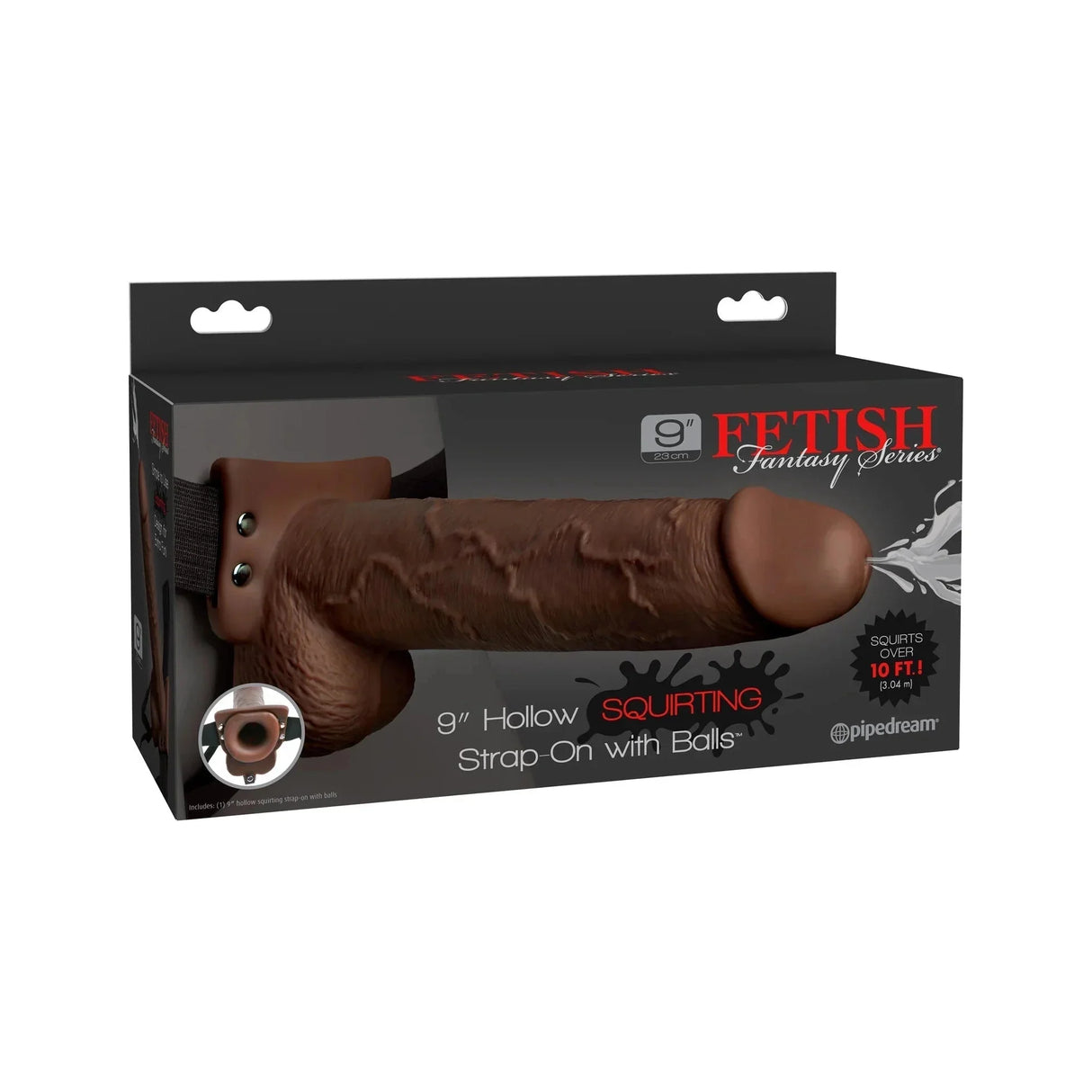 9 Inch Hollow Squirting Realistic Strap-On with Balls