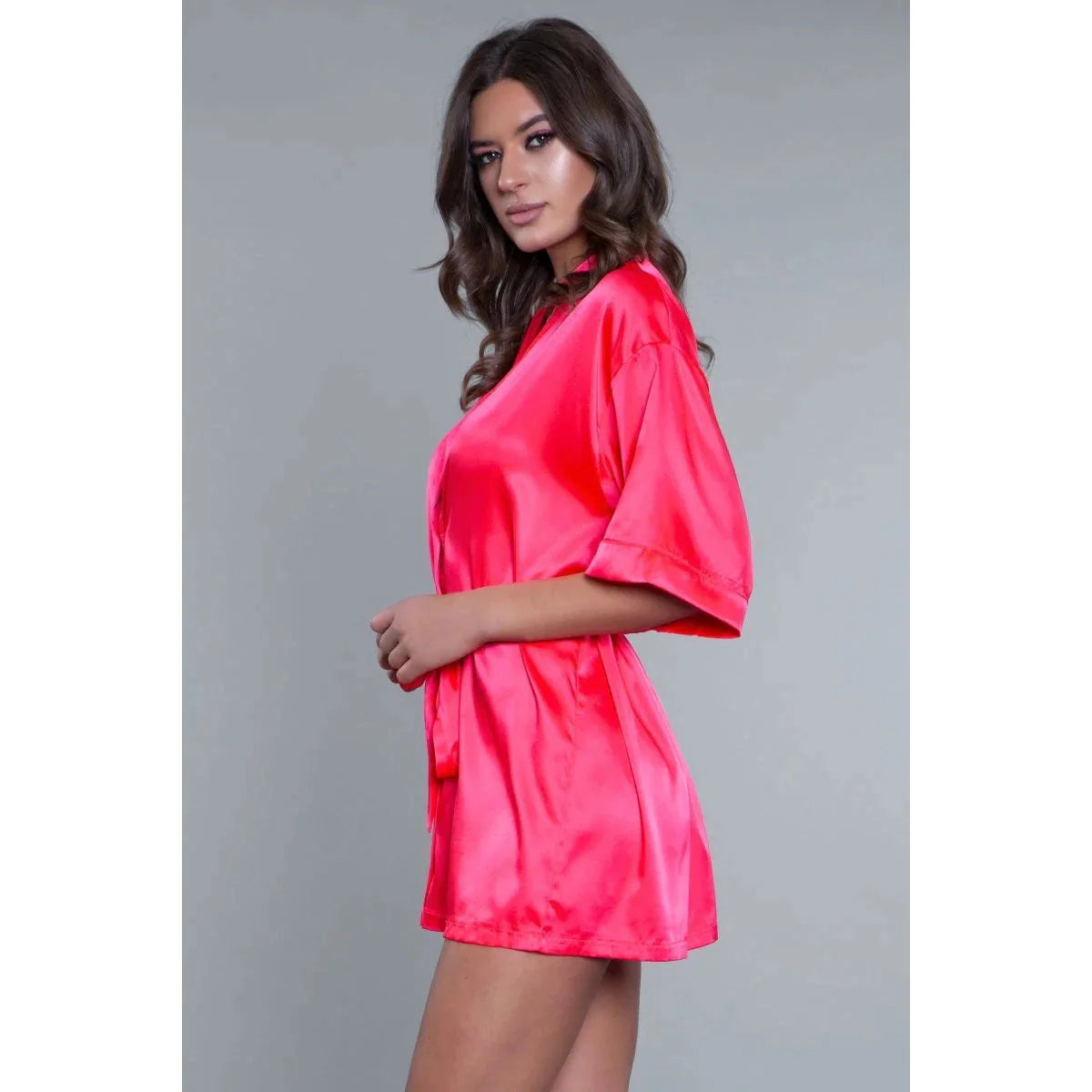 BeWicked Hot Pink Satin Robe - Queen