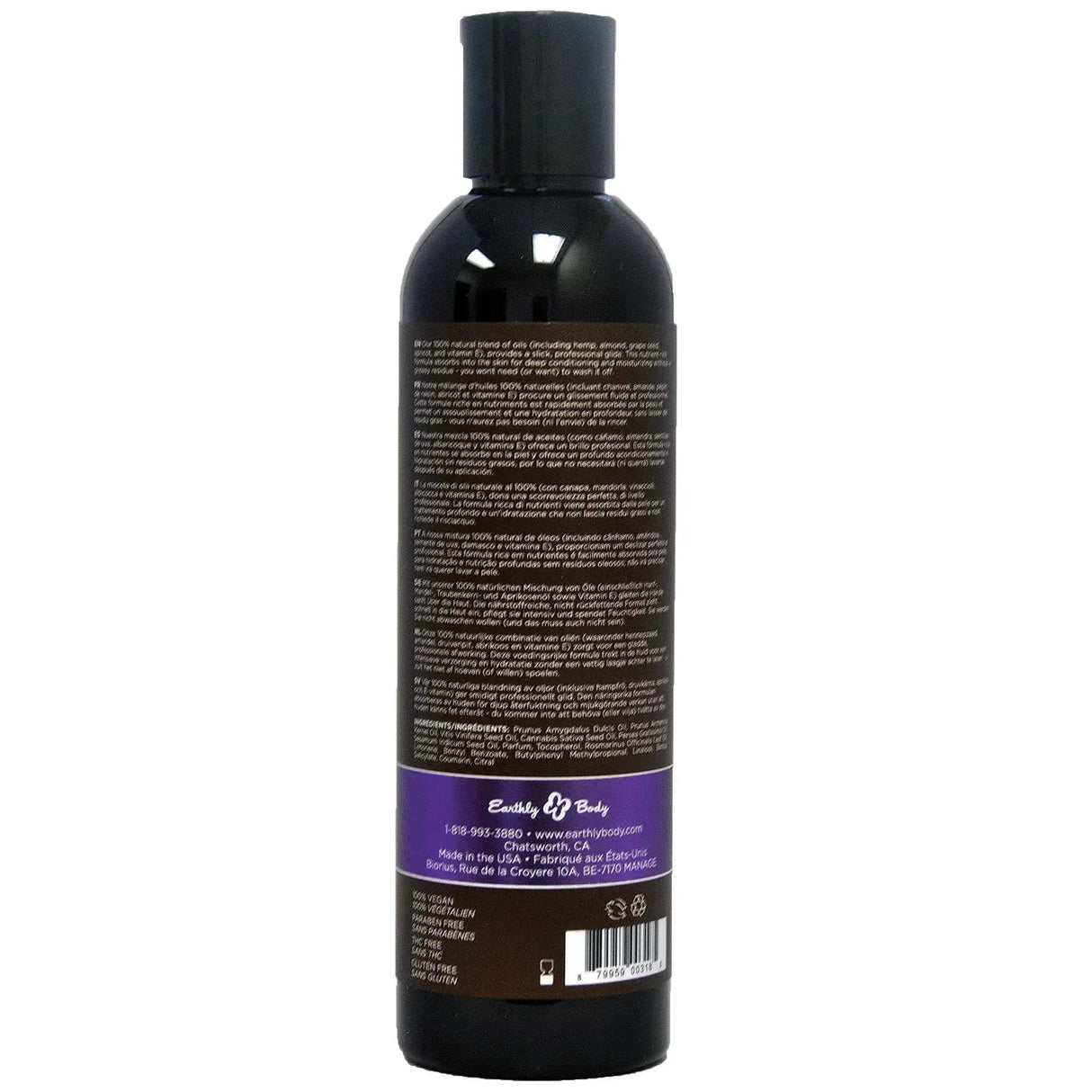 Earthly Body Hemp Seed Massage & Body Oil - 8oz