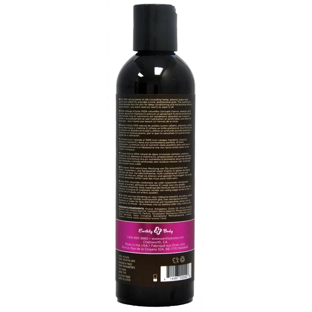Earthly Body Hemp Seed Massage & Body Oil - 8oz