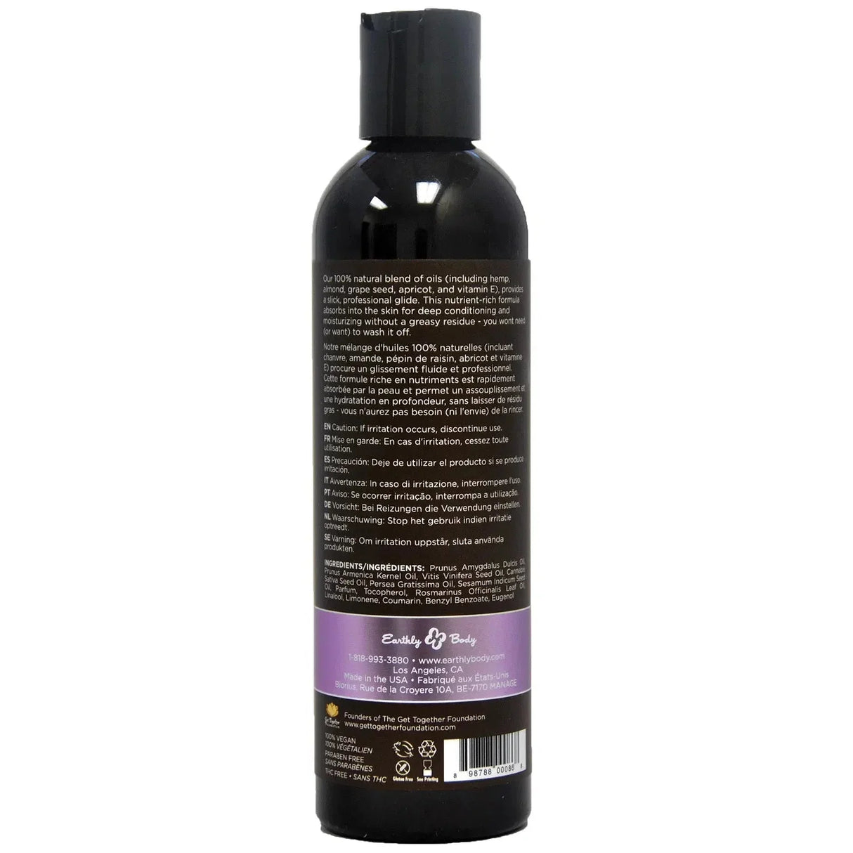 Earthly Body Hemp Seed Massage & Body Oil - 8oz
