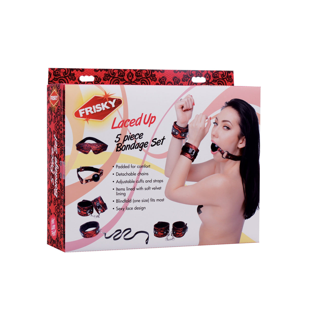 Frisky Lacy Red 5 Piece Bondage Set