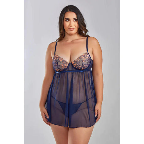 Jennie Cross Dyed Galloon Lace & Mesh Babydoll - Queen