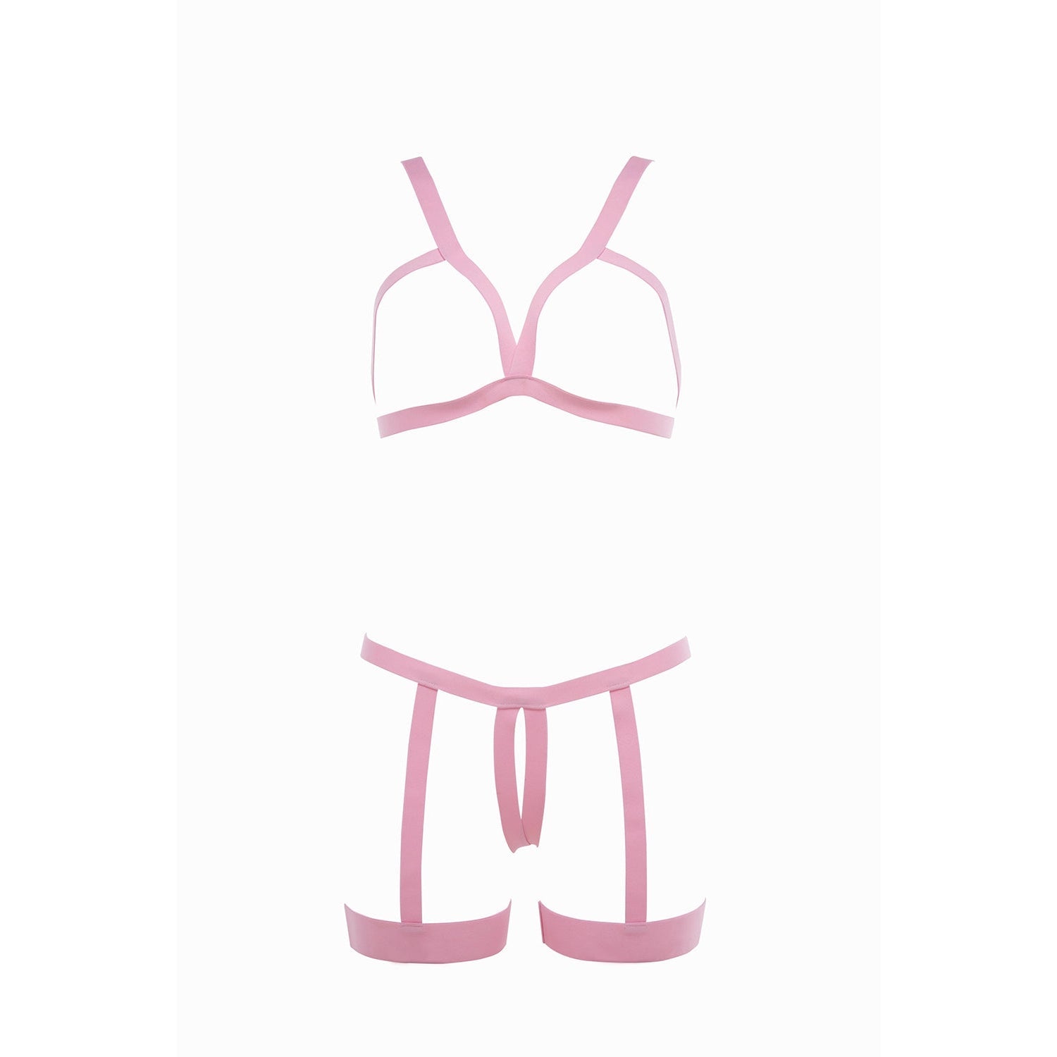 Kitten Teaser Strappy Open Cup Bra & Open Panty with Straps