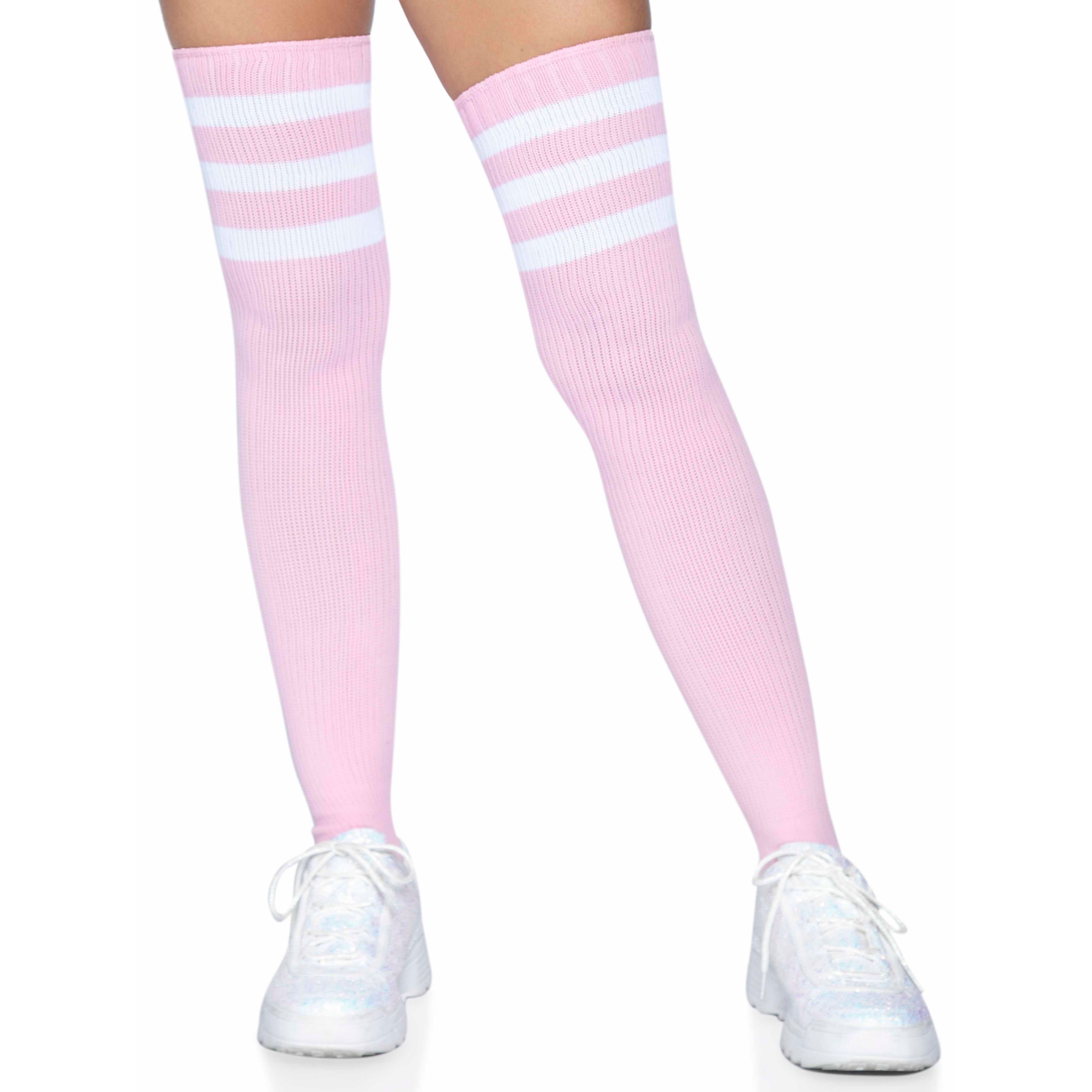 Leg Avenue 3 Stripes Athletic Ribbed Thigh Highs