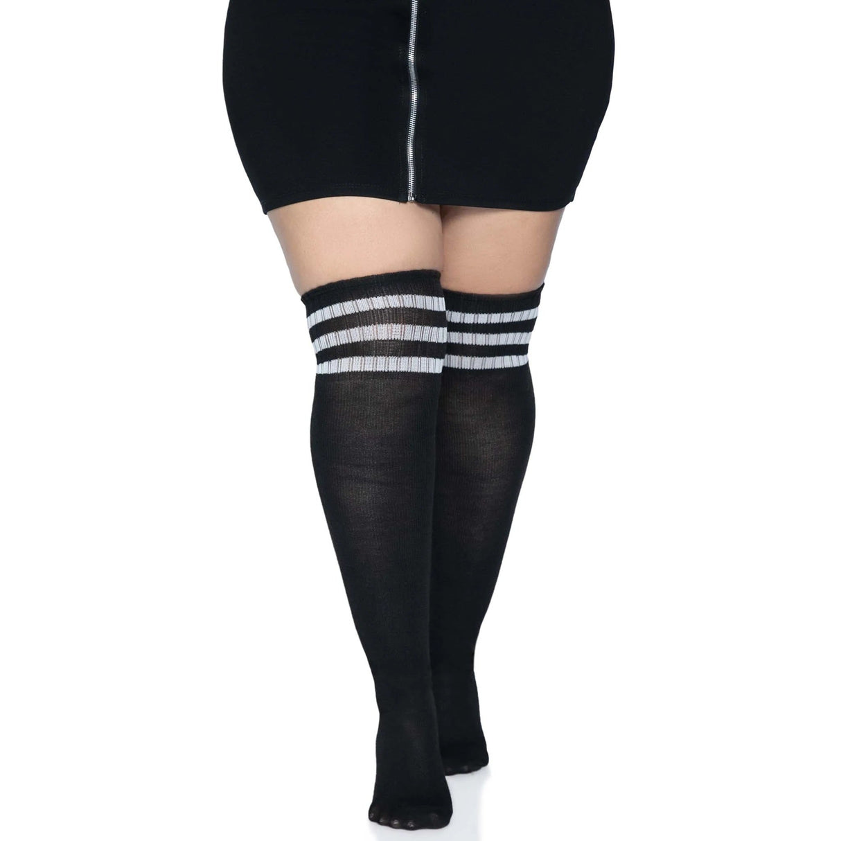 Leg Avenue Over the Knee Athletic Socks - Black/White