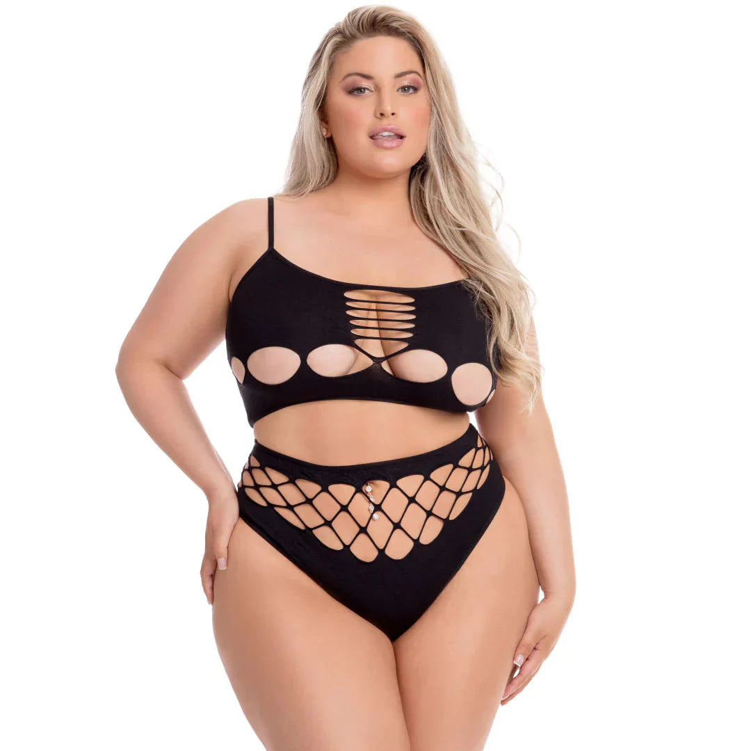 Pink Lipstick Neon Dreams Bra & High Waist Thong - Queen