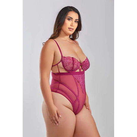 Quinn Cross Dyed Galloon Lace & Mesh Teddy - Queen