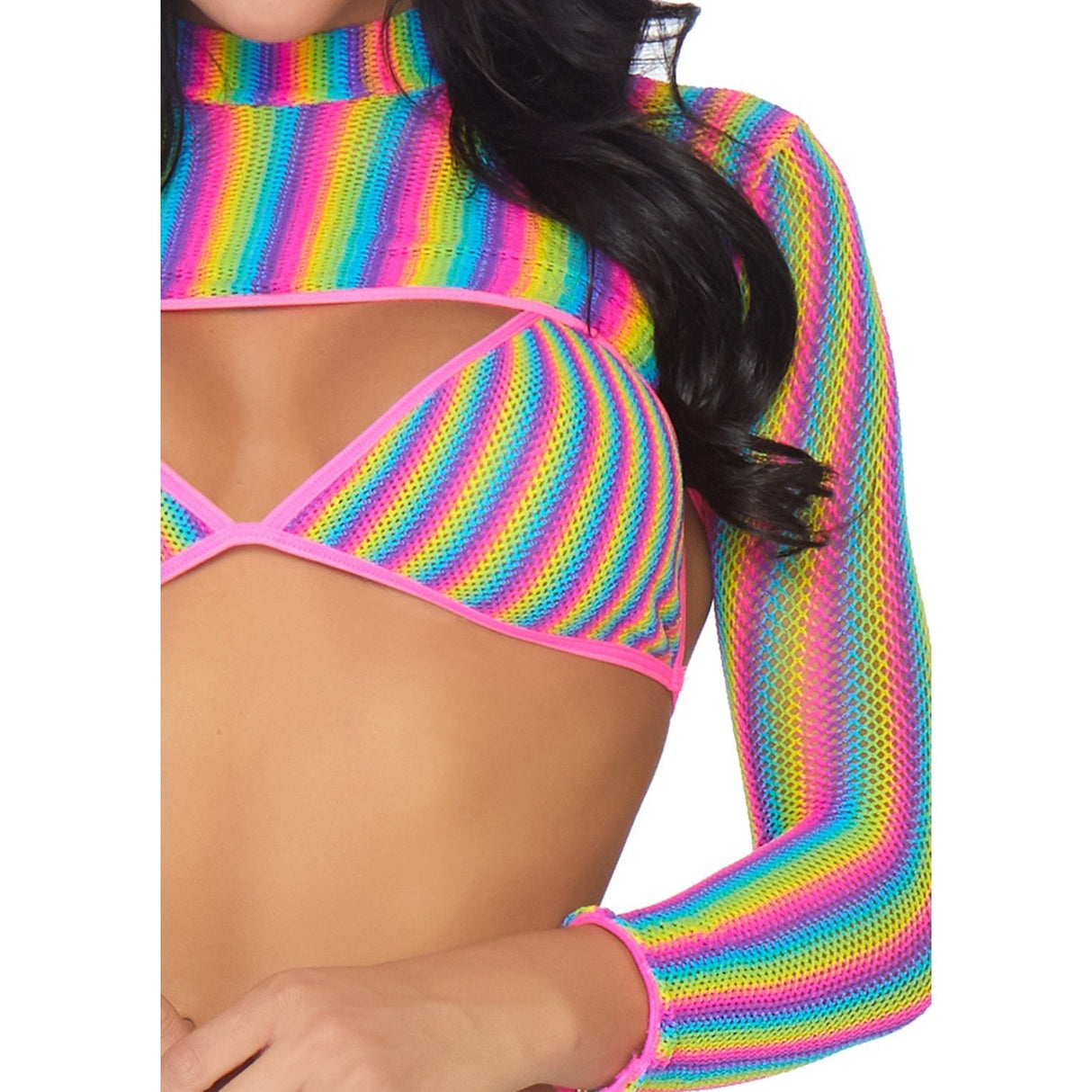 Rainbow Fishnet Top Set