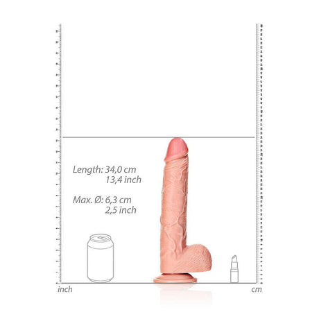 RealRock 12 Inch Straight Dildo With Balls and Suction Cup - Beige