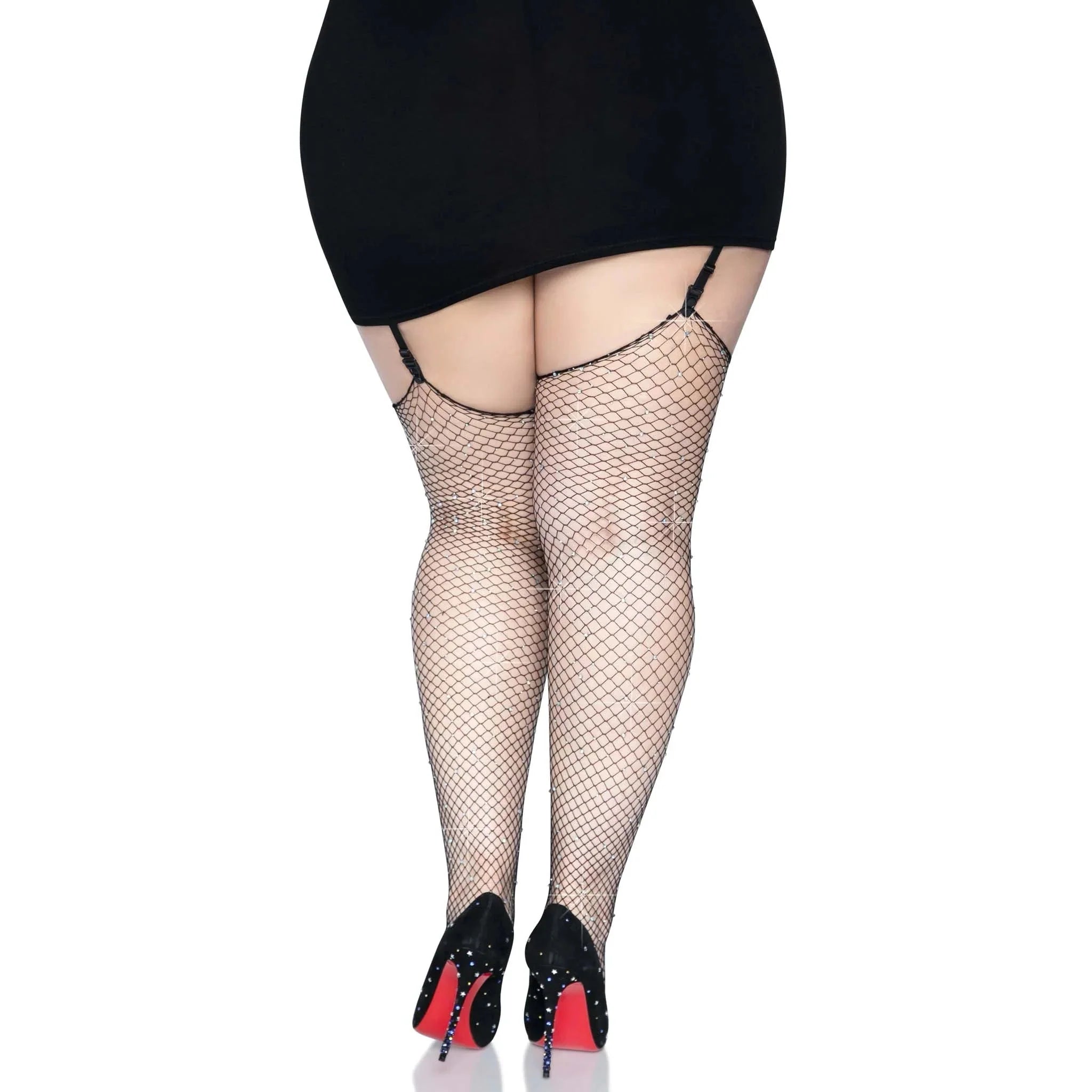 Rhinestone Fishnet Stockings - Plus Size