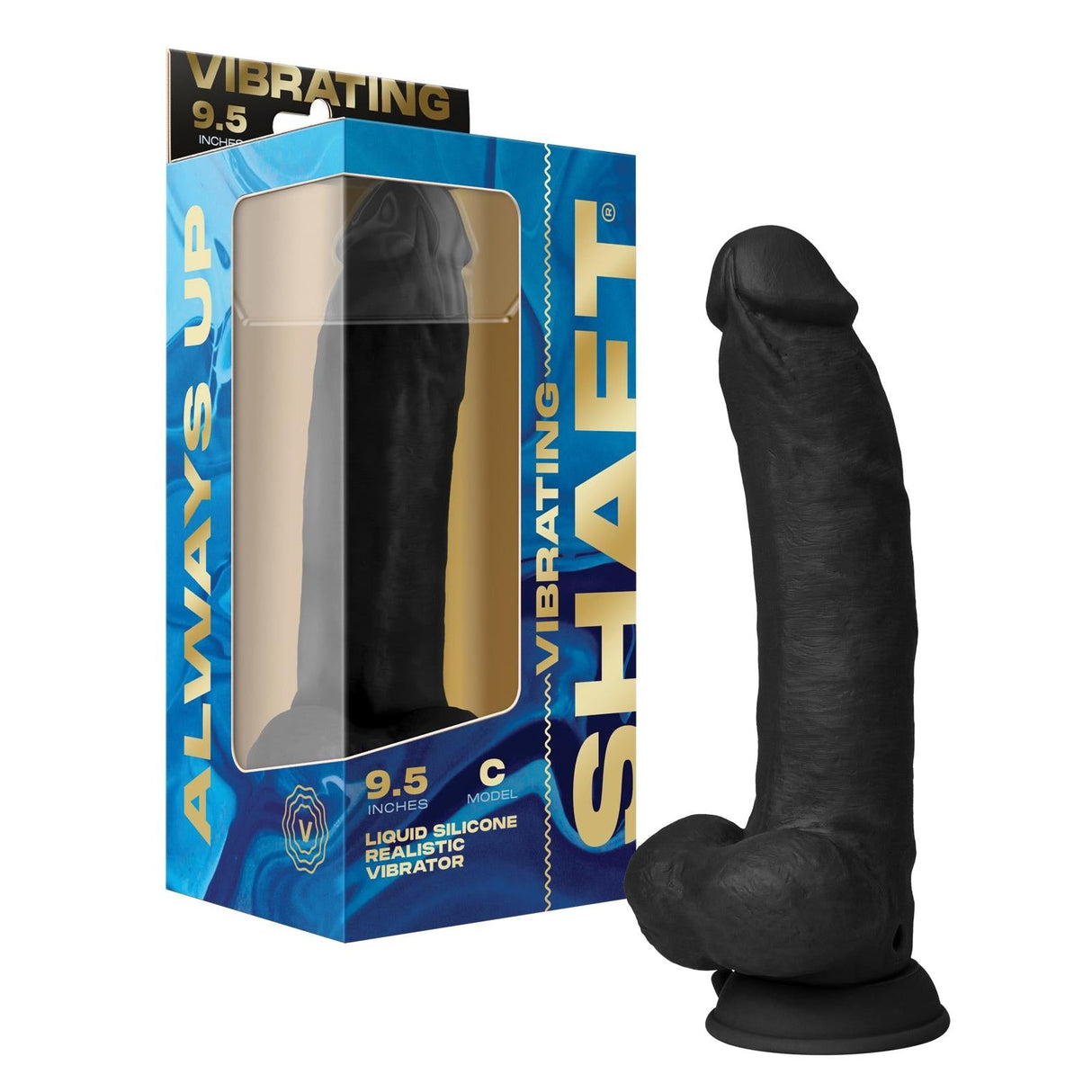 Shaft Vibrating Model C 9.5 inch Black Dildo