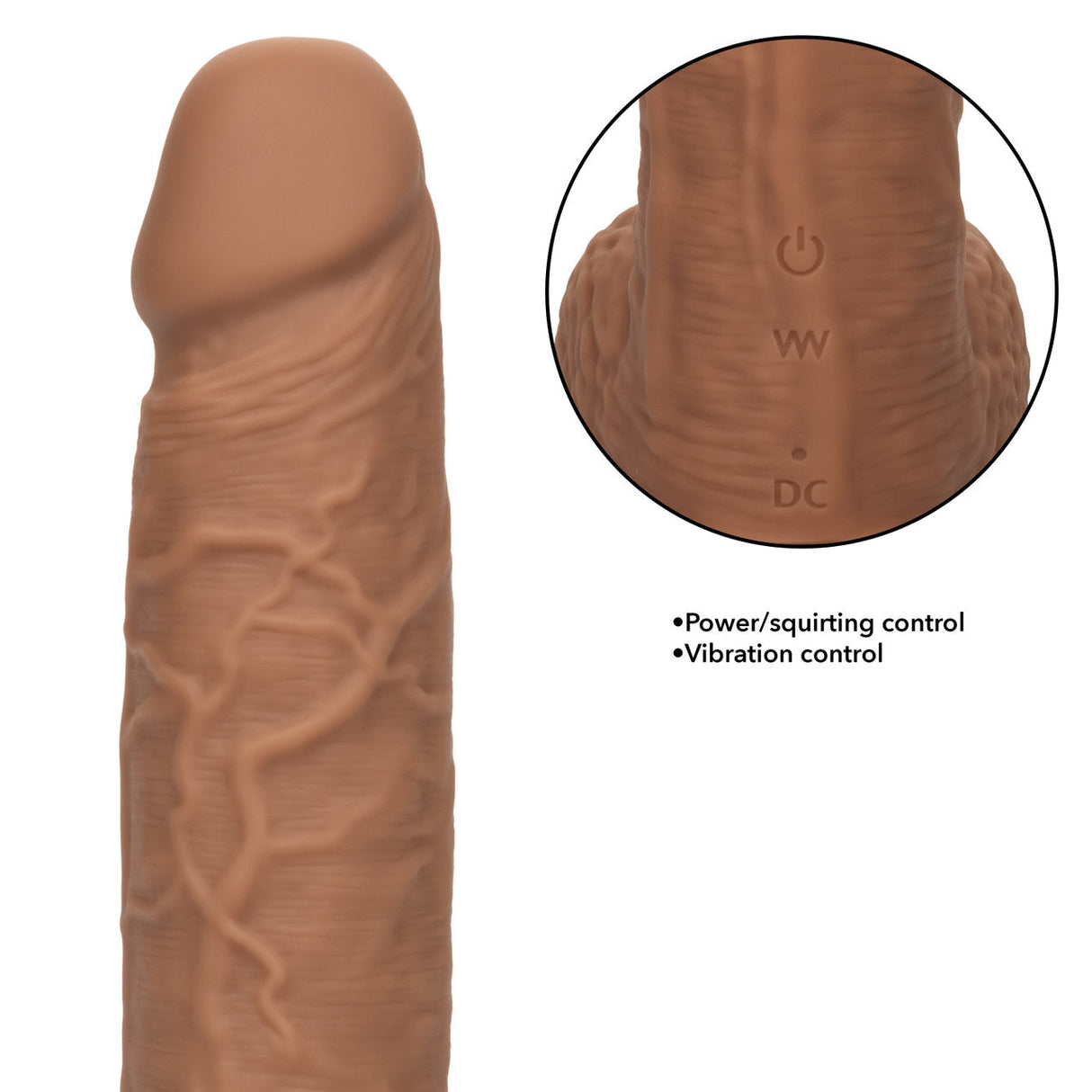 Squirting Fuck Stick 9" Vibrating Silicone Suction Cup Dildo - Brown
