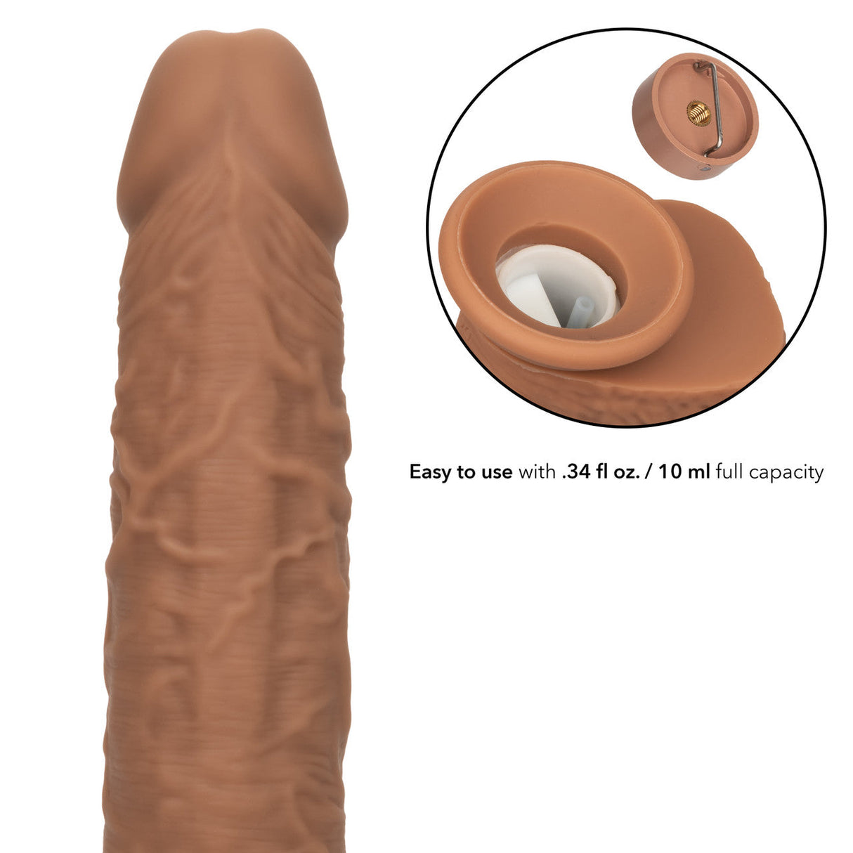 Squirting Fuck Stick 9" Vibrating Silicone Suction Cup Dildo - Brown