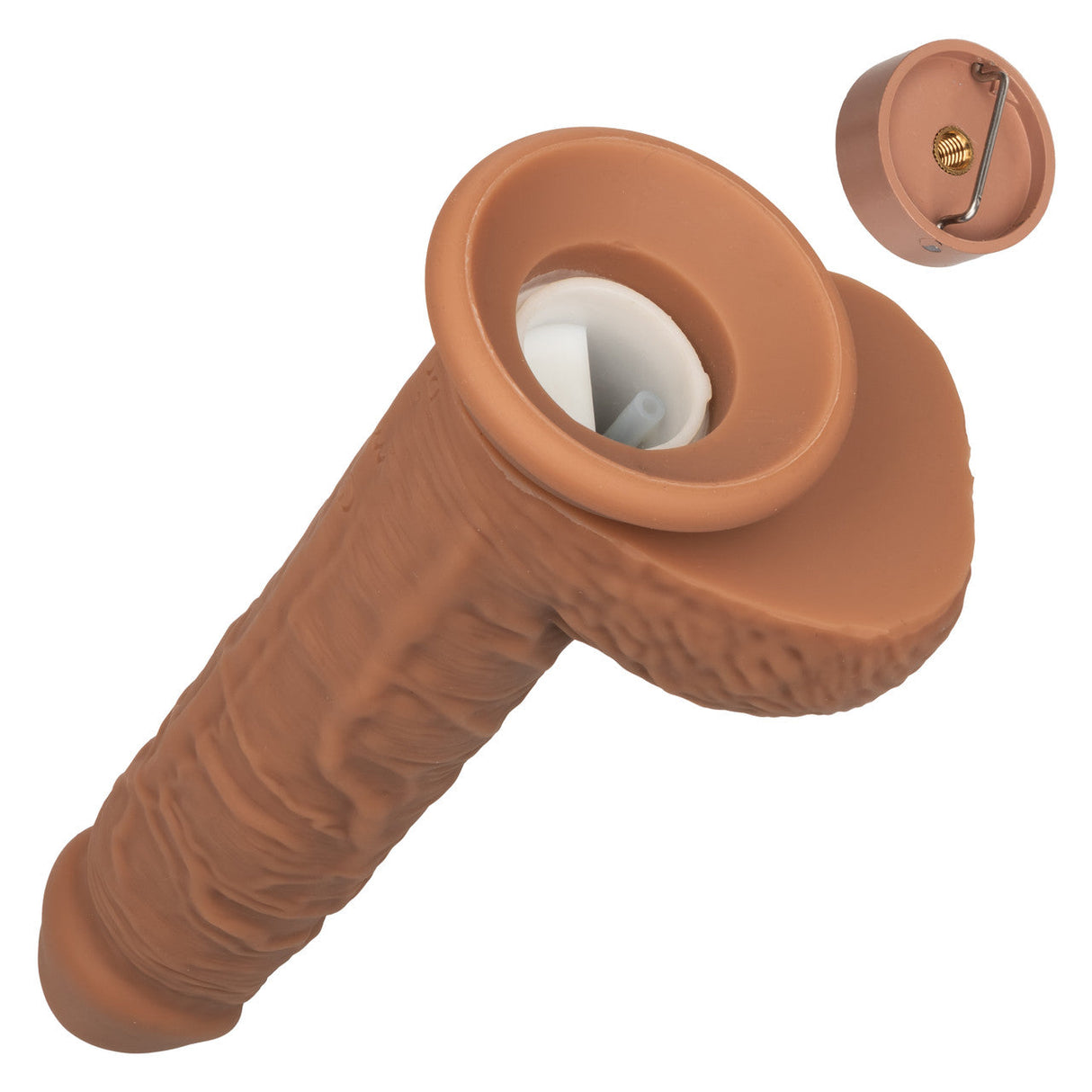 Squirting Fuck Stick 9" Vibrating Silicone Suction Cup Dildo - Brown
