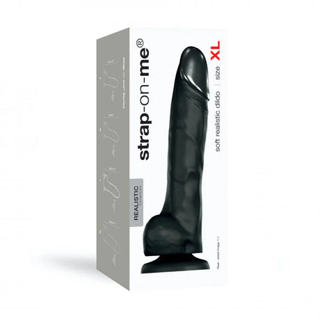 Strap-On-Me Realistic Soft Realistic Black Dildo - XL