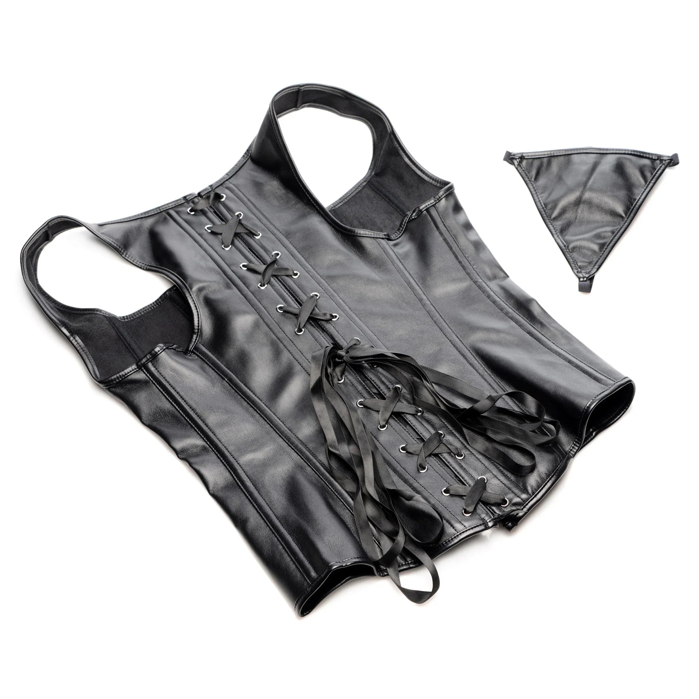 Strict Lace-up Corset And Thong
