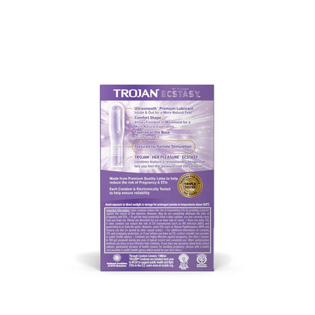 Trojan Her Pleasure Ecstasy Large Size Condoms - Box Of 10