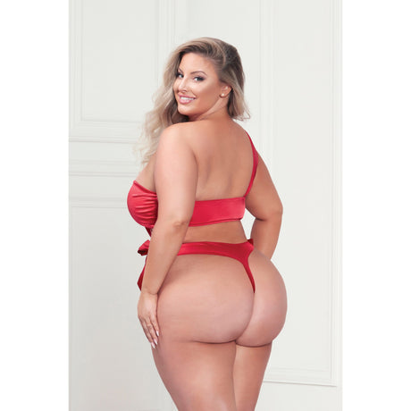 Two Piece Satin Bra and Thong Set - Queen