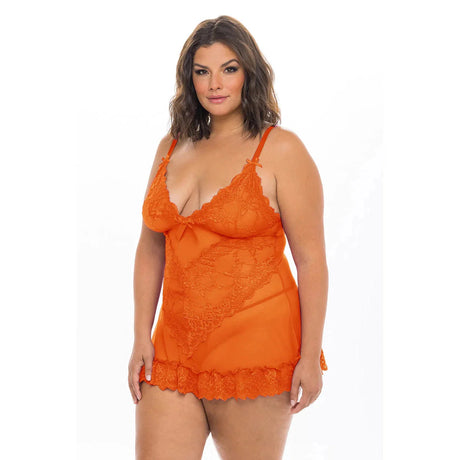 Valentine Soft Cup Lace Babydoll & G-String - Queen