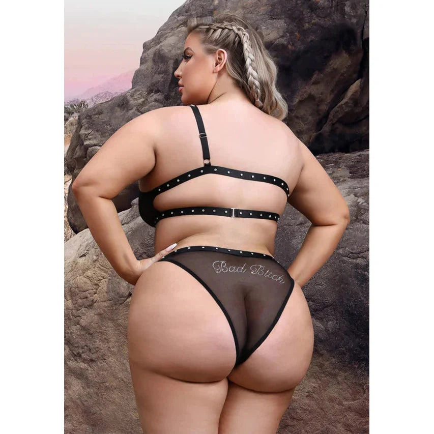 Vibes Bad Bitch One Shoulder Bling Bralette & Panty