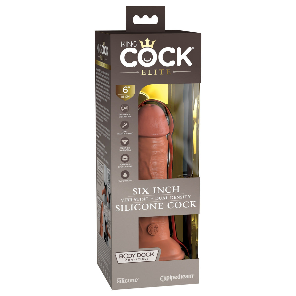 King Cock Elite 6 Inch Dual Density Vibrating Silicone Dildo