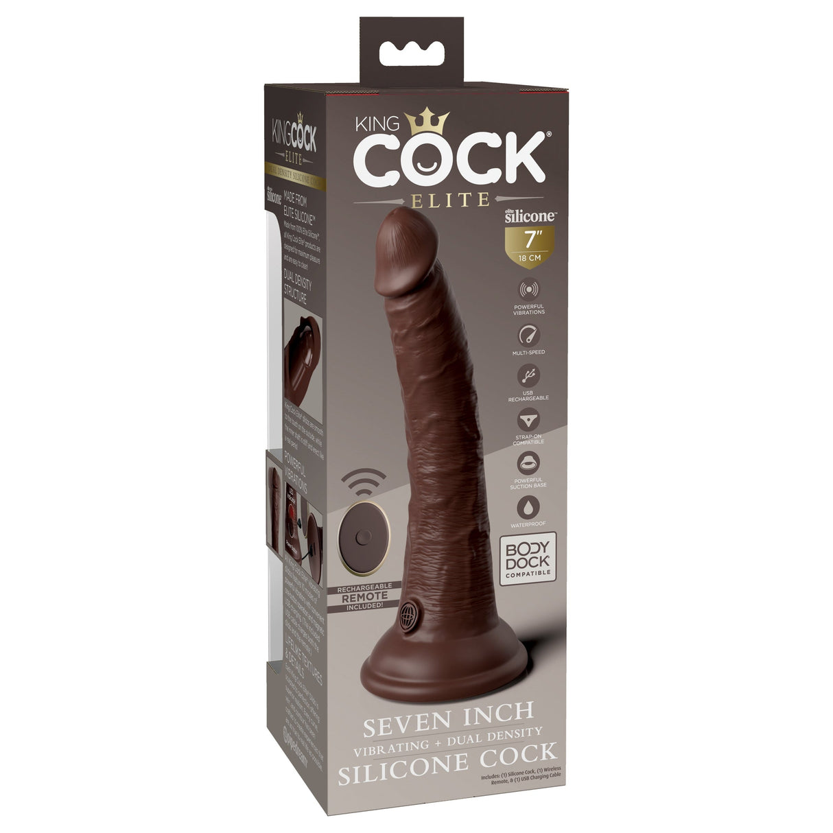 King Cock Elite 7 Inch Dual Density Vibrating Silicone Dildo