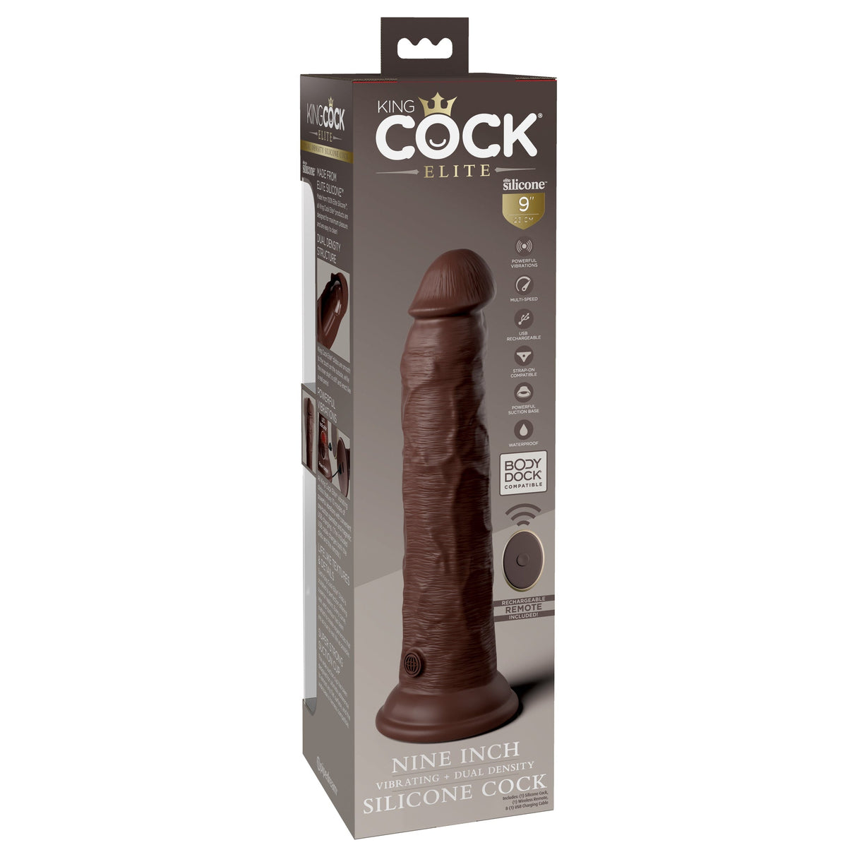 King Cock Elite 9 Inch Dual Density Vibrating Silicone Dildo