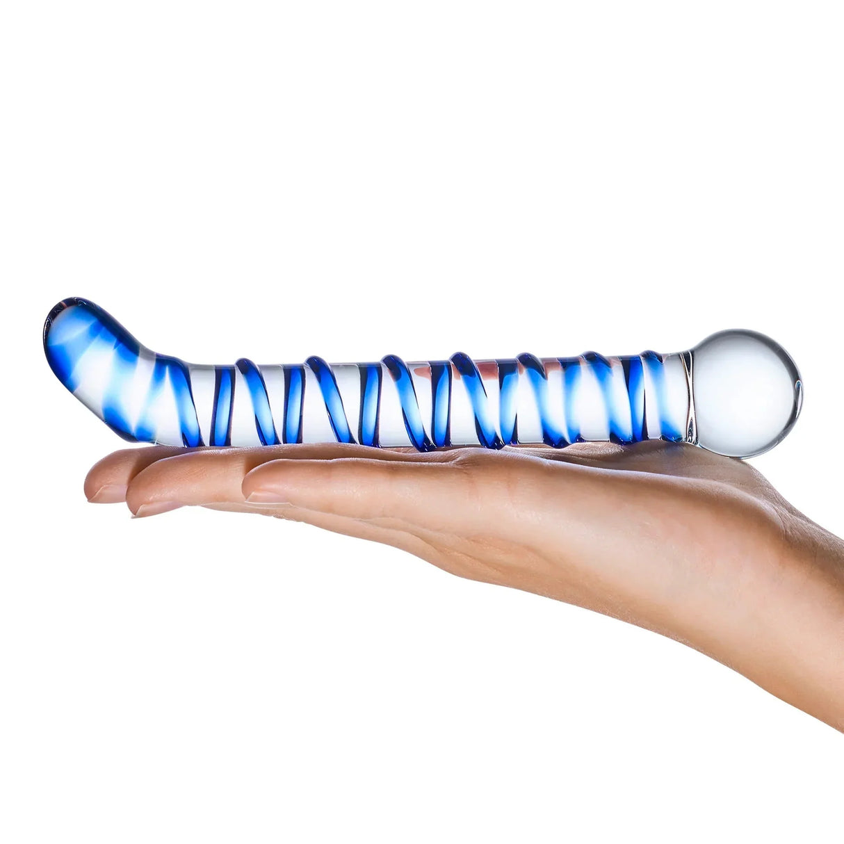 Mr. Swirly 6.5 Inch Glass Curved Dildo