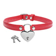 Heart Lock Leather Choker with Lock and Key
