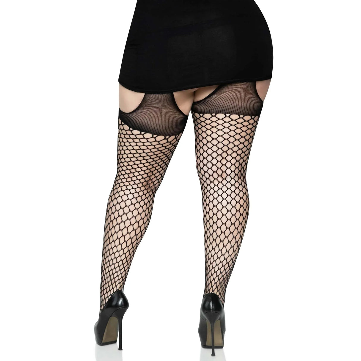 Oval Net Suspender Hose with Opaque Top