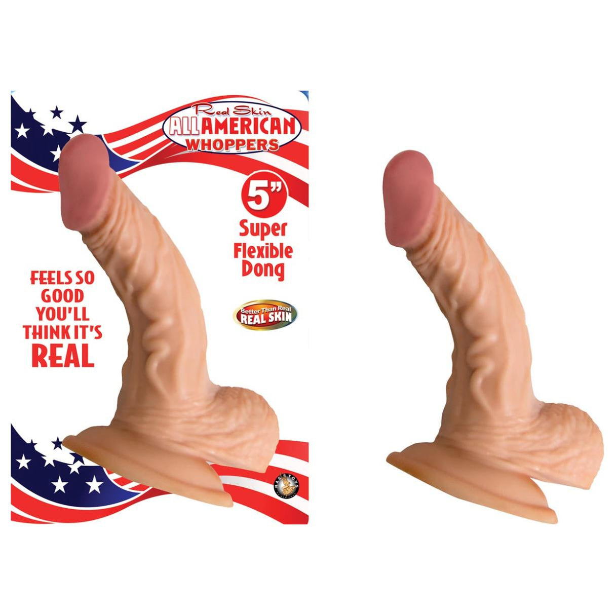 Real Skin Whoppers Curved Suction Cup Dildo