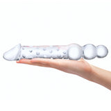12 Inch Double Ended Glass Dildo with Anal Beads
