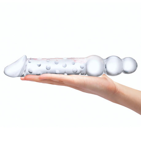 12 Inch Double Ended Glass Dildo with Anal Beads