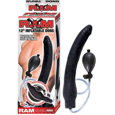 12 Inch Inflatable Dildo - Black