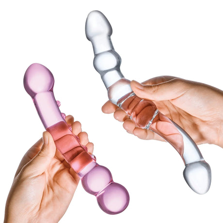 2PC Double Pleasure Set Double Pleasure Glass Dildo Set