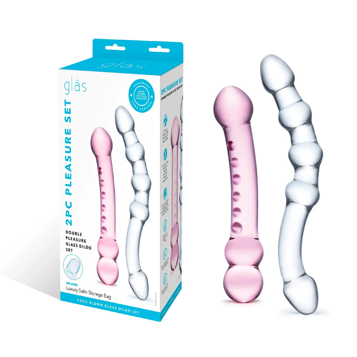 2PC Double Pleasure Set Double Pleasure Glass Dildo Set