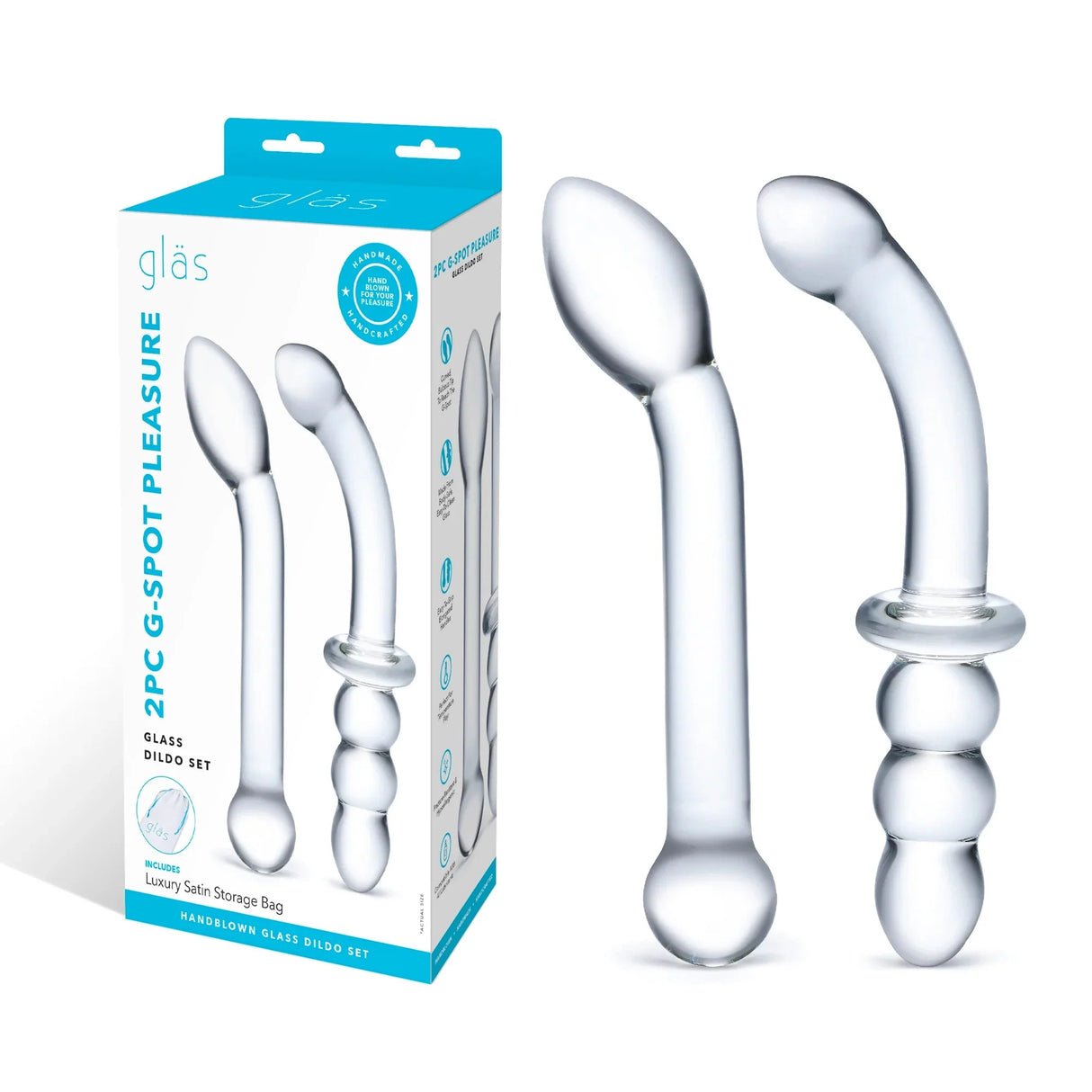 2PC G-Spot Pleasure Glass Dildo Set