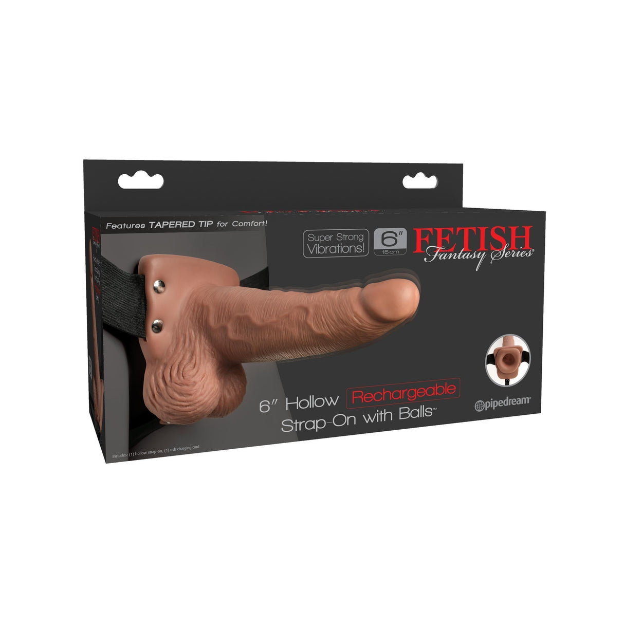 6 Inch Hollow Realistic Vibrating Strap-On with Balls