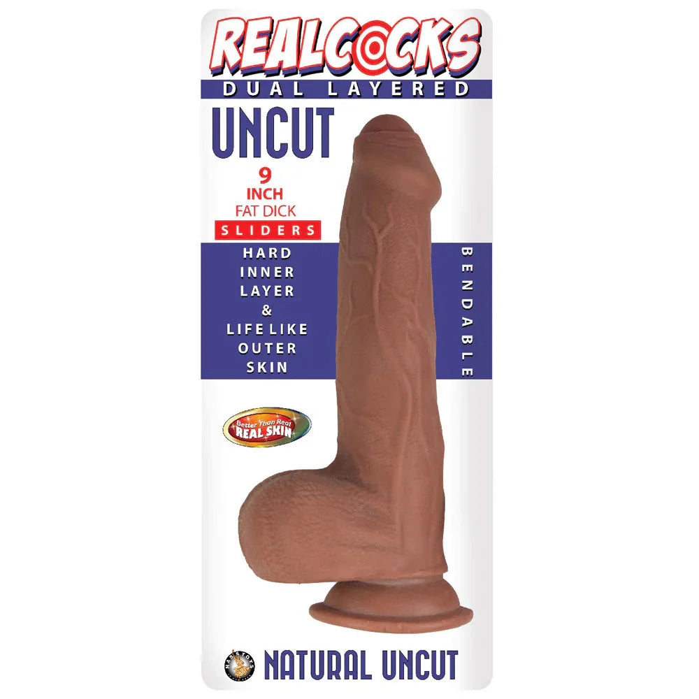 9 Inch Uncut Dildo - Brown