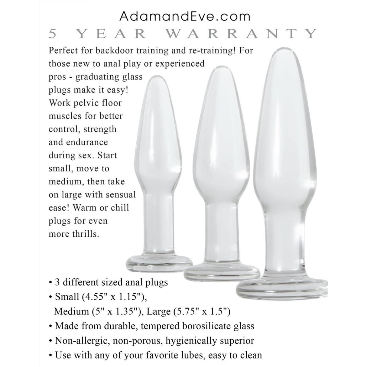 Adam & Eve Glass Butt Plug Set