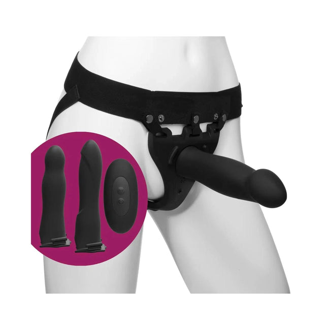 Body Extensions 4 Piece Vibrating Hollow Strap On Set with Remote