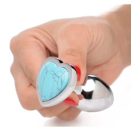 Booty Sparks Gemstones Turquoise Heart Anal Plug