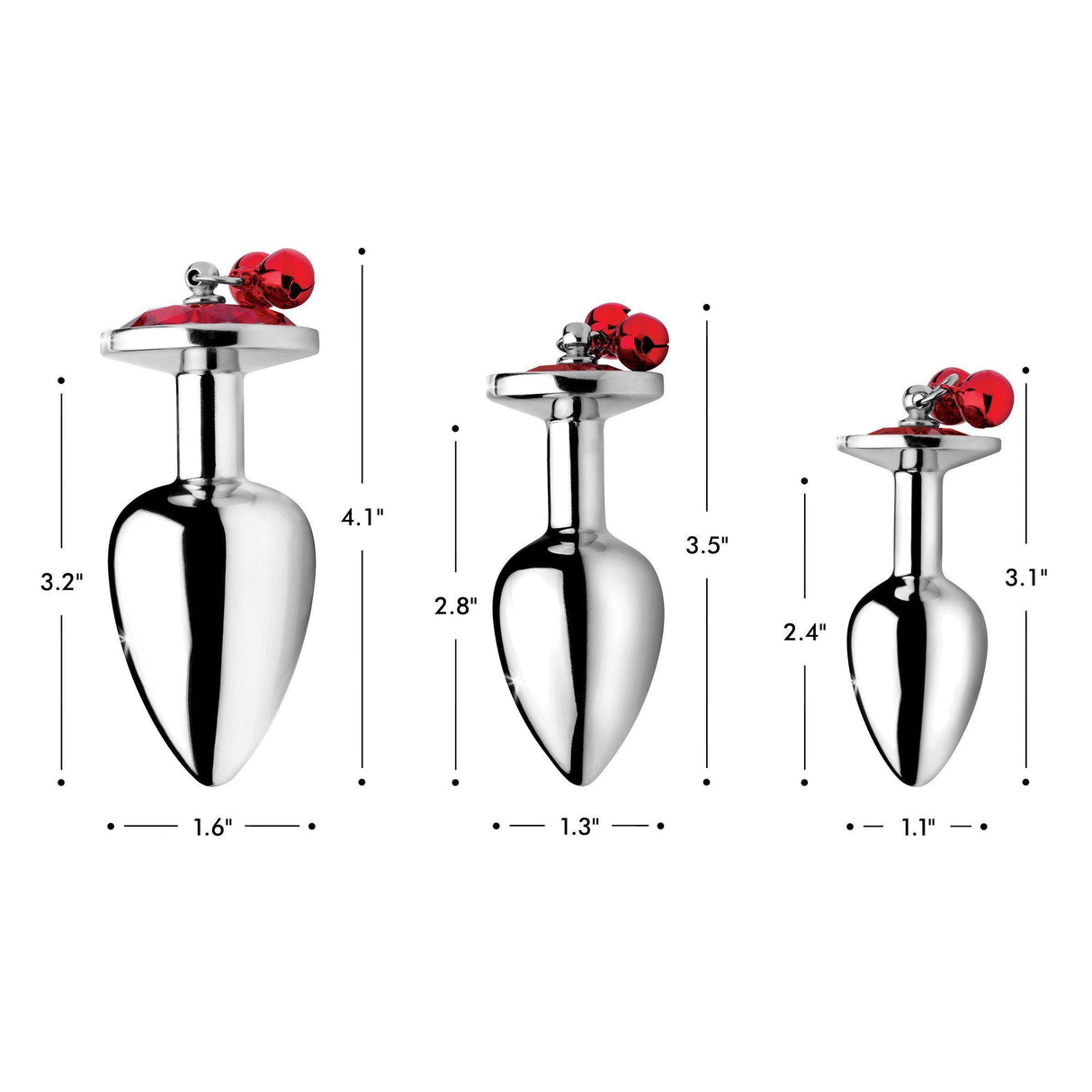 Booty Sparks Red Gem with Bells Anal Plug Set