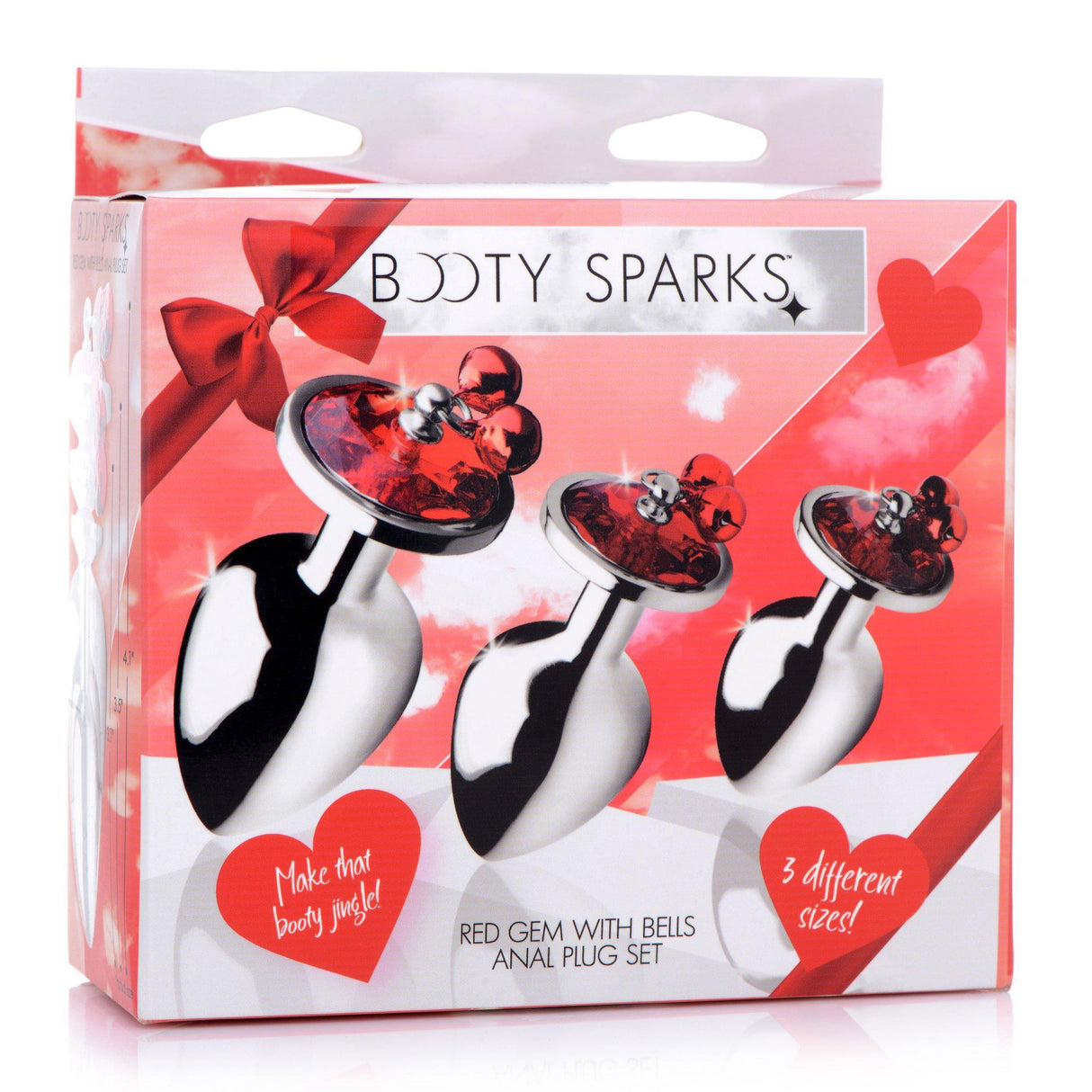 Booty Sparks Red Gem with Bells Anal Plug Set