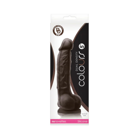 Colours Dual Density 5 Inch Dildo - Dark Brown