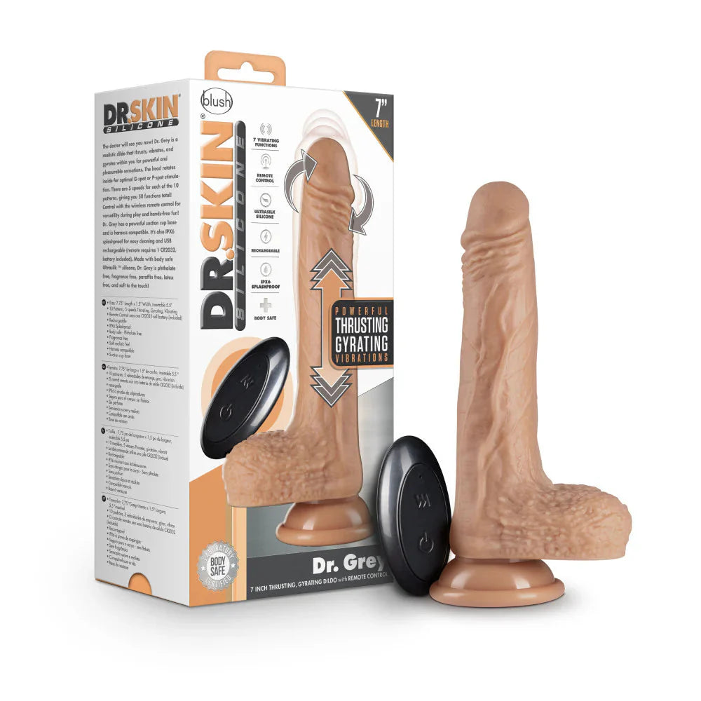 Dr. Skin Dr. Grey 7 Inch Thrusting and Gyrating Dildo